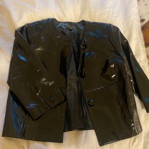 Vintage cropped black leather jacket size M